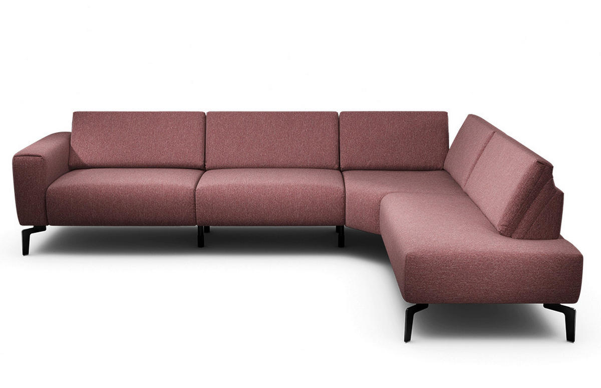 ECKSOFA in Chenille Rot  296/213 cm  - Rot/Schwarz, Design, Textil/Metall (296/213cm) - SENSOO