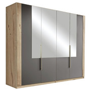 DREHTÜRENSCHRANK in Eichefarben, Grau - Eichefarben/Alufarben, Design, Glas/Holzwerkstoff (228/213/60cm) - Ti`me
