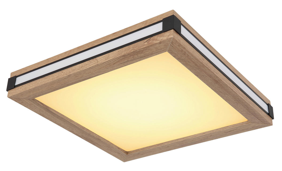 LED SVJETILJKA STROPNA  - bijela/tamno smeđa, Natur, drvni materijal/metal (30/30/7,5cm) - Globo