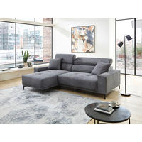 ECKSOFA Cord Grau  - Schwarz/Grau, Basics, Textil/Metall (183/250cm) - Livetastic