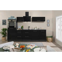 KÜCHENBLOCK 280 cm   in Schwarz, Eichefarben  - Edelstahlfarben/Eichefarben, Basics, Holzwerkstoff/Metall (280cm) - Respekta