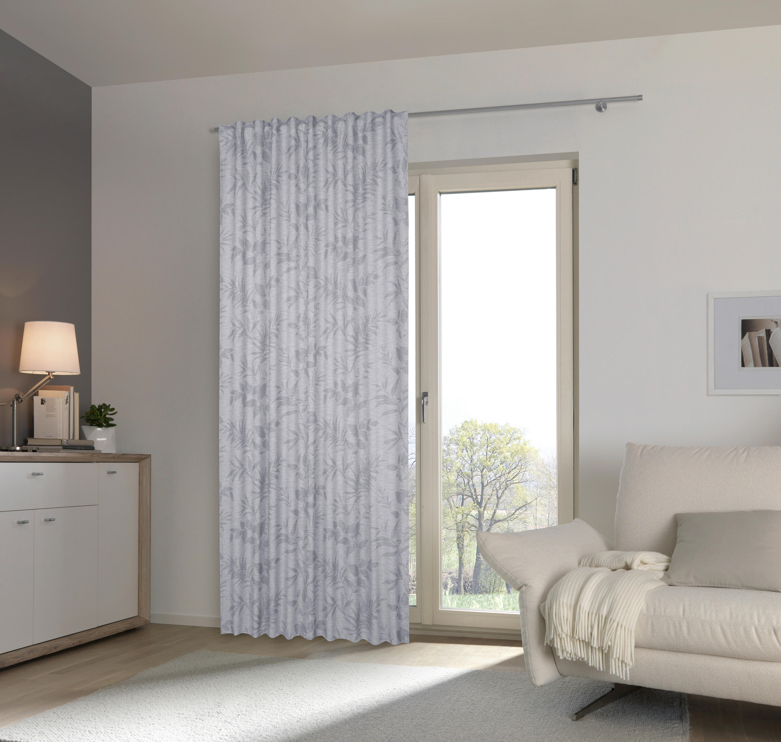 KÉSZFÜGGÖNY részben fényzáró  - szürke, Konventionell, textil (140/245cm) - Esposa