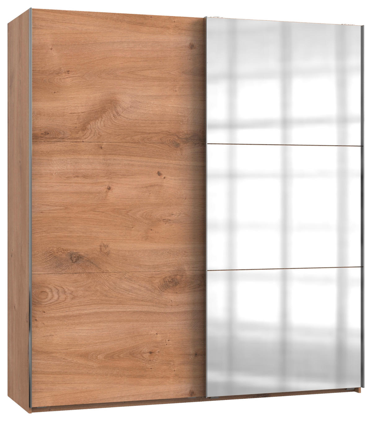 SCHWEBETÜRENSCHRANK in Eichefarben  - Chromfarben/Eichefarben, Modern, Holzwerkstoff (200/216/65cm) - MID.YOU