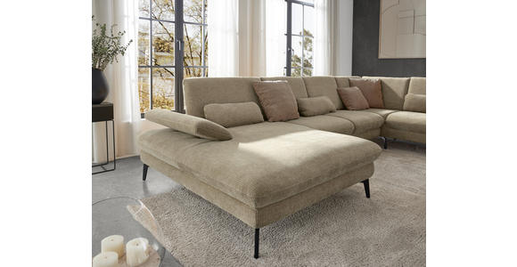WOHNLANDSCHAFT in Webstoff Beige - Beige/Schwarz, Design, Textil/Metall (157/354/208cm) - Dieter Knoll