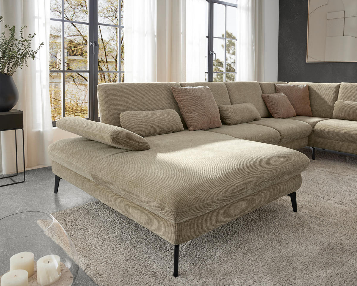 WOHNLANDSCHAFT in Webstoff Beige  - Beige/Schwarz, Design, Textil/Metall (157/354/208cm) - Dieter Knoll