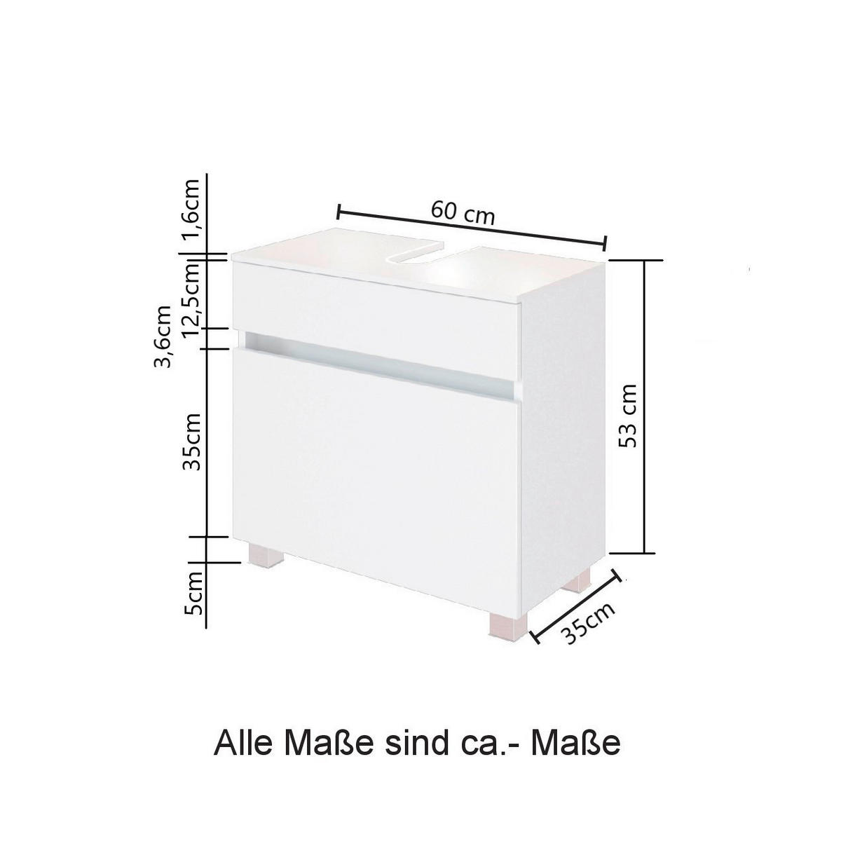 WASCHBECKENUNTERSCHRANK 60/55/35 cm  - Silberfarben/Eiche Wotan, KONVENTIONELL, Holzwerkstoff/Kunststoff (60/55/35cm) - Held