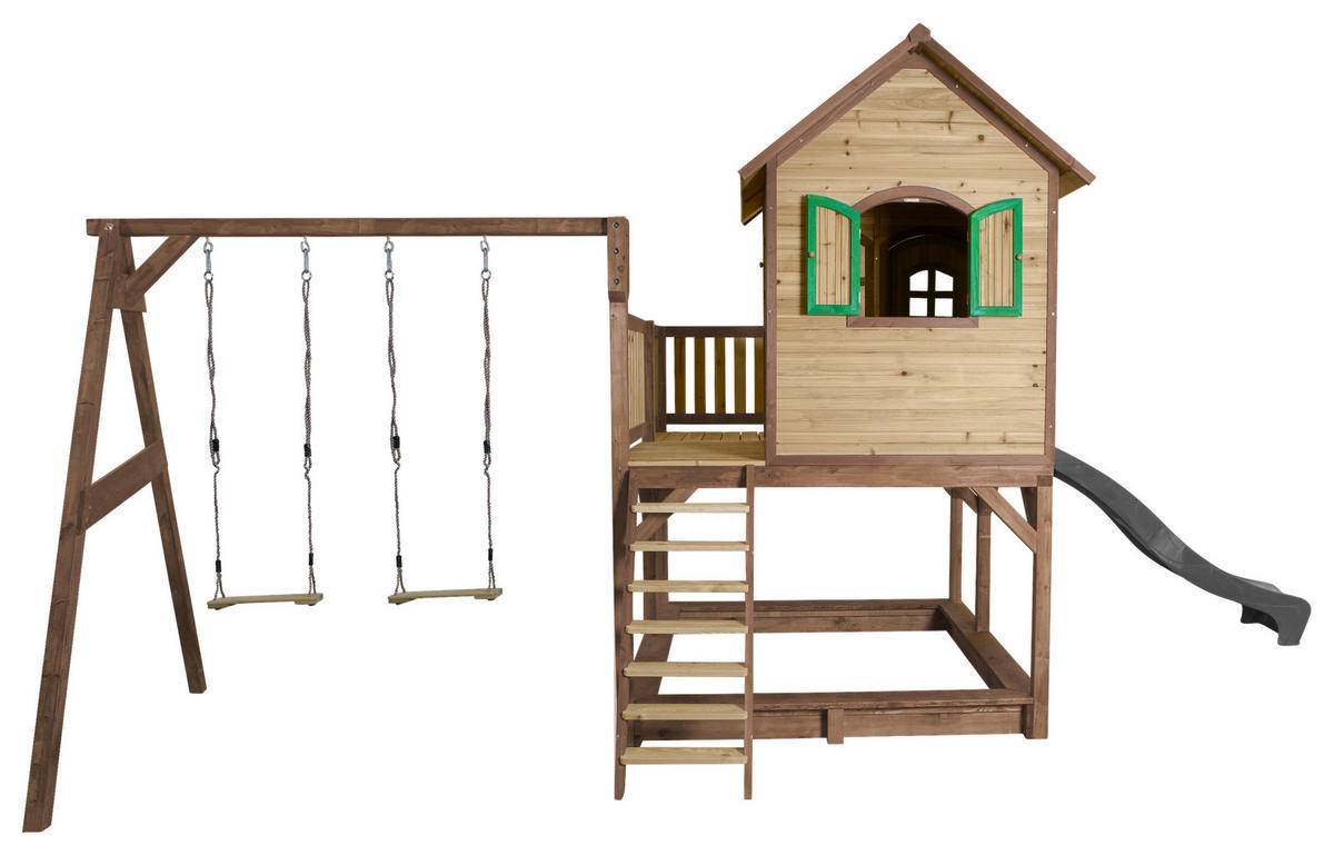 SPIELTURM 613/291/277 cm  - Braun/Grau, KONVENTIONELL, Holz (613/291/277cm) - Ambia Garden