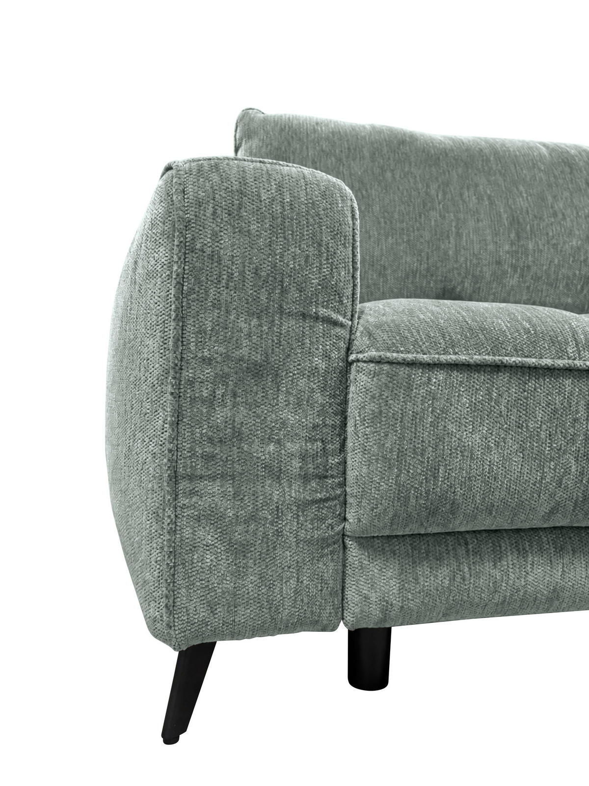 ECKSOFA Chenille Graugrün  - Schwarz/Graugrün, Design, Kunststoff/Textil (180/260cm) - Cantus