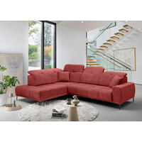 ECKSOFA Chenille Rot  - Rot/Schwarz, Basics, Textil/Metall (232/305cm) - Livetastic