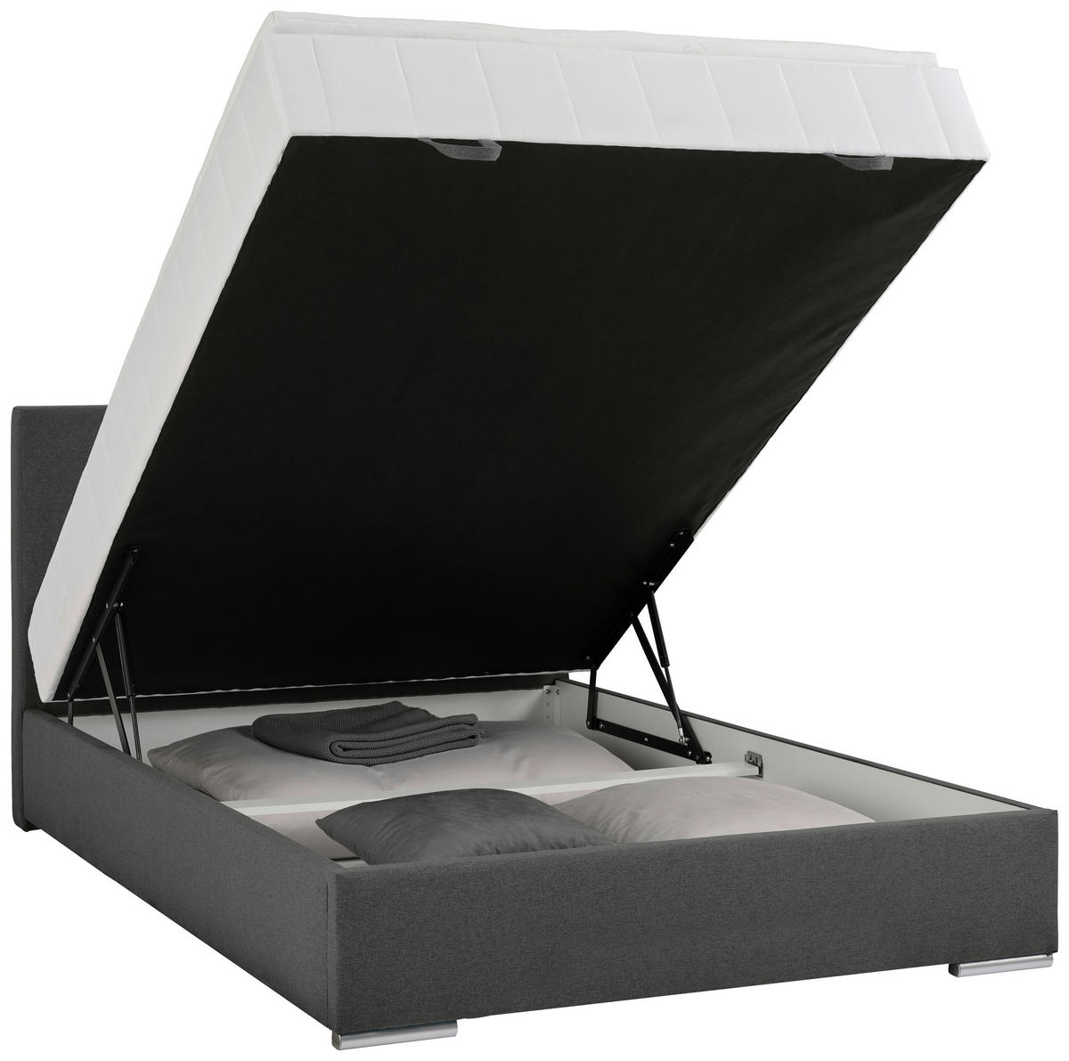 BOX KREVET BEZ OPRUGA 90/200 cm     tamnosiva  - tamnosiva/boja hroma, Konvencionalno, tekstil/plastika (90/200cm) - Carryhome