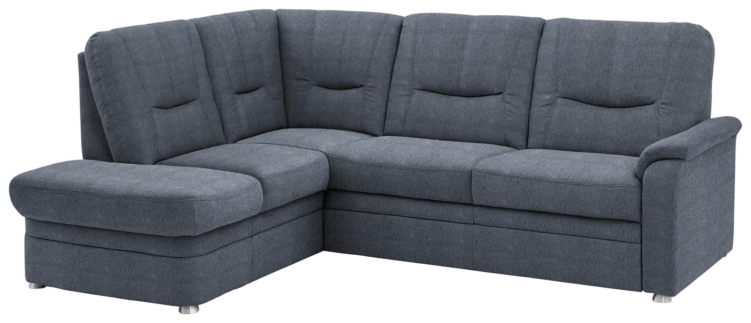 ECKSOFA Chenille Blaugrau  - Blaugrau/Schwarz, Konventionell, Kunststoff/Textil (185/235cm) - Beldomo Comfort