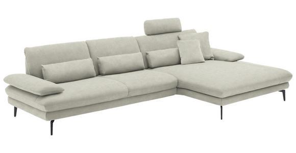 ECKSOFA in Velours Ecru 310/180 cm - Ecru/Schwarz, Design, Textil/Metall (310/180cm) - Dieter Knoll
