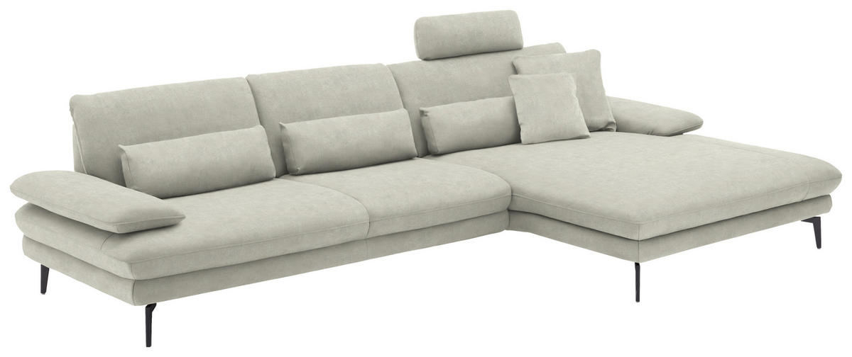 ECKSOFA in Velours Ecru  - Ecru/Schwarz, Design, Textil/Metall (310/180cm) - Dieter Knoll