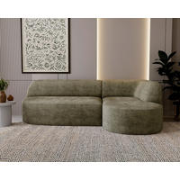 ECKSOFA Chenille Grün  - Schwarz/Grün, Design, Kunststoff/Textil (218/156cm) - Livetastic
