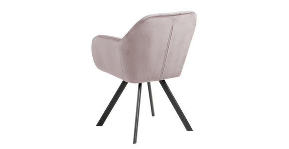 ARMLEHNSTUHL (DREHBAR) in Samt - Schwarz/Rosa, Design, Textil/Metall (57,5/81,5/61,5cm) - Carryhome