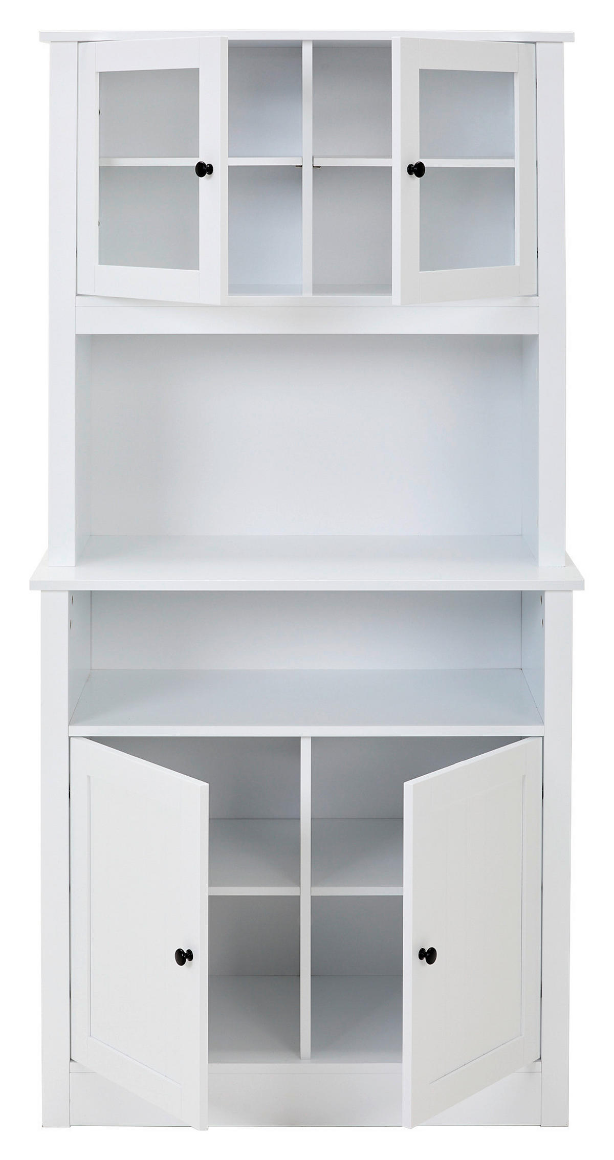 BUFFET 80/161/44 cm  in Weiß  - Schwarz/Weiß, LIFESTYLE, Glas/Holzwerkstoff (80/161/44cm) - MID.YOU
