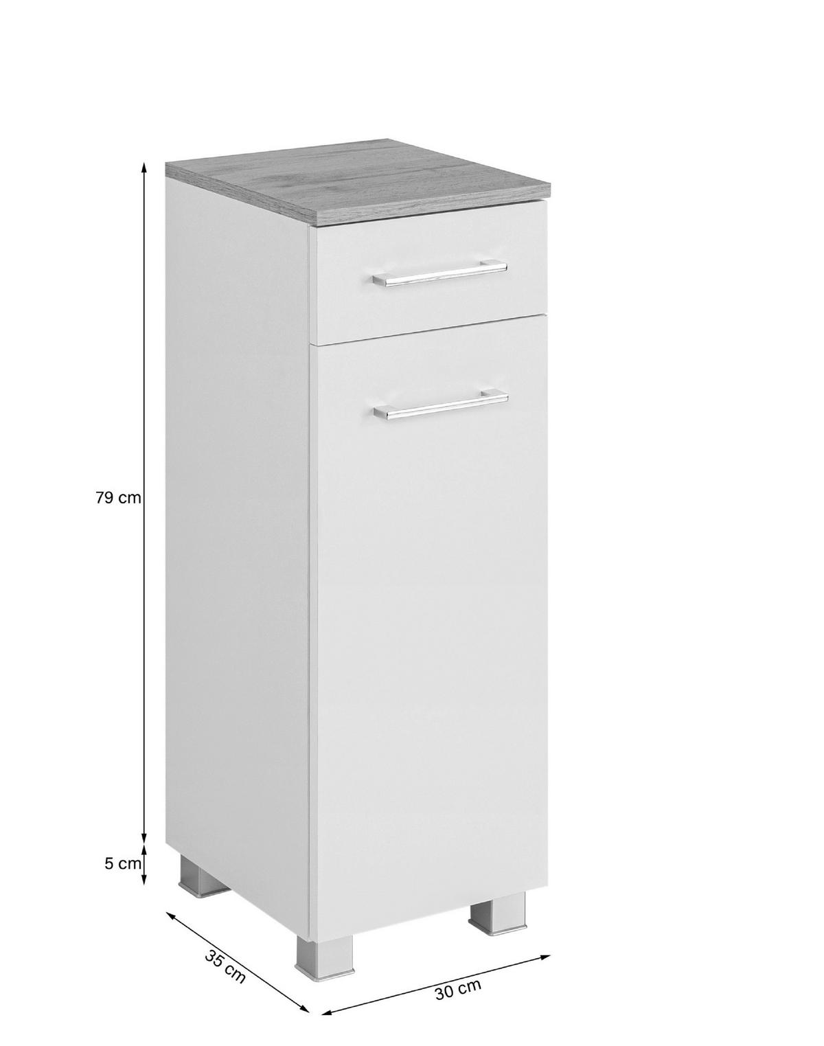 UNTERSCHRANK 30/79/35 cm   - Chromfarben/Eiche Wotan, MODERN, Holzwerkstoff/Kunststoff (30/79/35cm) - Held