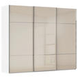 SCHWEBETÜRENSCHRANK  in Weiß, Champagner  - Chromfarben/Champagner, KONVENTIONELL, Glas/Holzwerkstoff (242/223/68cm) - Novel