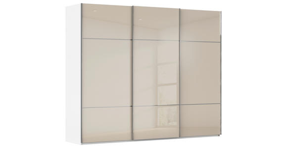 SCHWEBETÜRENSCHRANK  in Weiß, Champagner  - Chromfarben/Champagner, KONVENTIONELL, Glas/Holzwerkstoff (242/223/68cm) - Novel