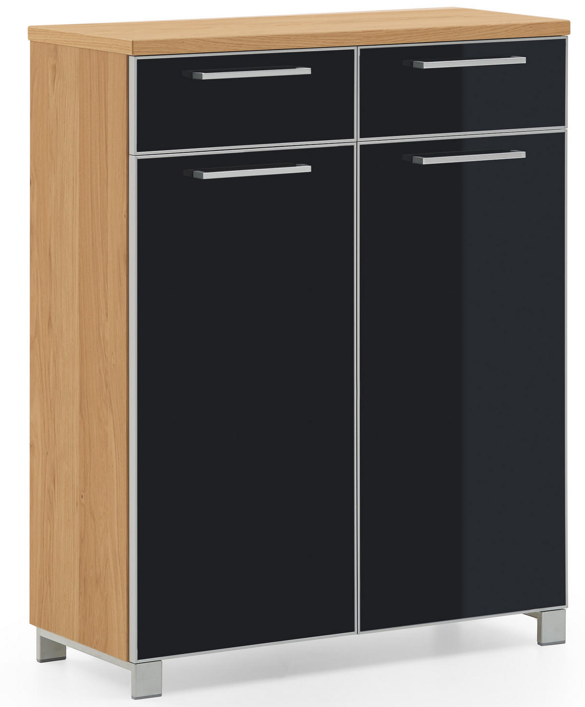 GARDEROBE 3-teilig  in 135/195/37 cm  - Eichefarben/Anthrazit, Design, Glas/Holz (135/195/37cm)