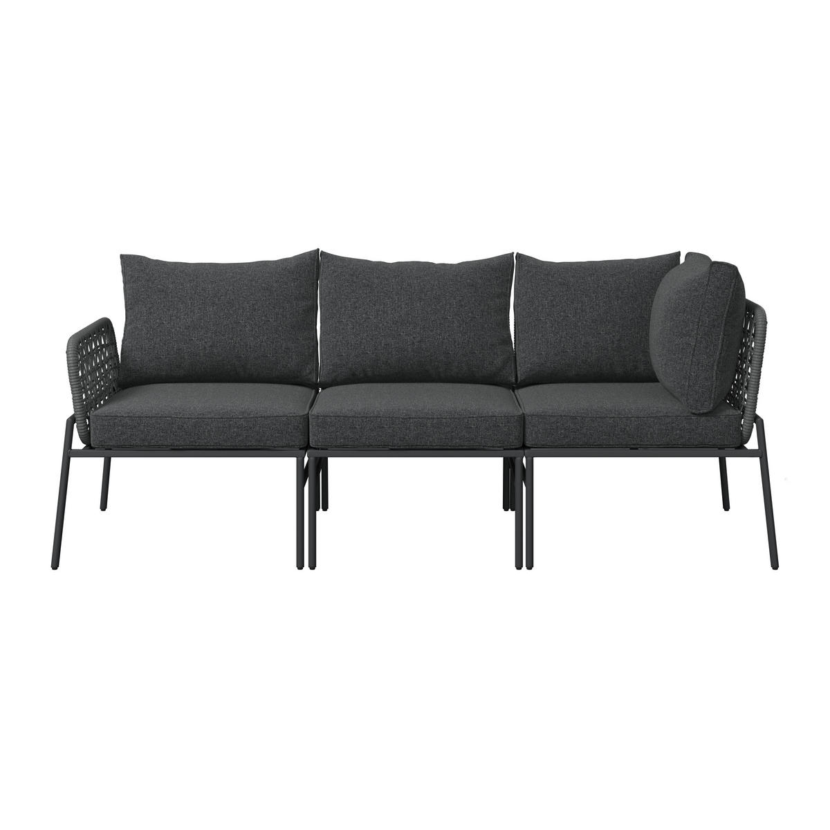 LOUNGEGARNITUR 6-teilig   Eisen  - Dunkelgrau, MODERN, Glas/Textil (198l) - Ambia Garden