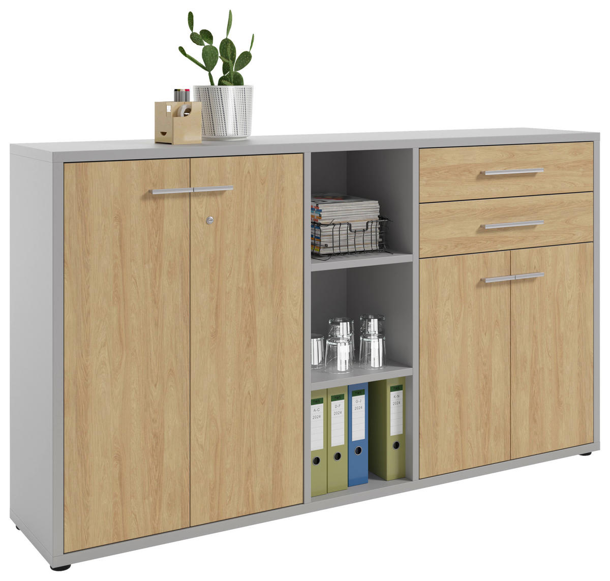 SIDEBOARD Texas  in 191,1/110/40 cm  - Hellgrau/Alufarben, MODERN, Holzwerkstoff/Kunststoff (191,1/110/40cm)