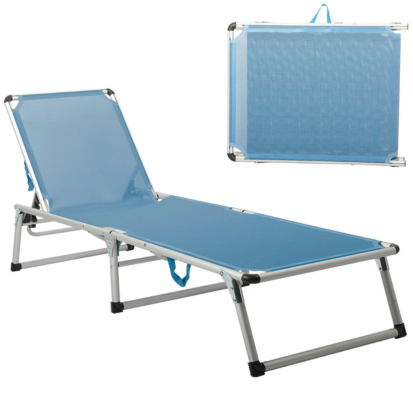 GARTENLIEGE 61/30/190 cm  - Silberfarben/Hellblau, Basics, Textil/Metall (61/30/190cm) - Modante