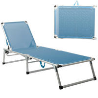 GARTENLIEGE 61/30/190 cm  - Silberfarben/Hellblau, Basics, Textil/Metall (61/30/190cm) - Modante