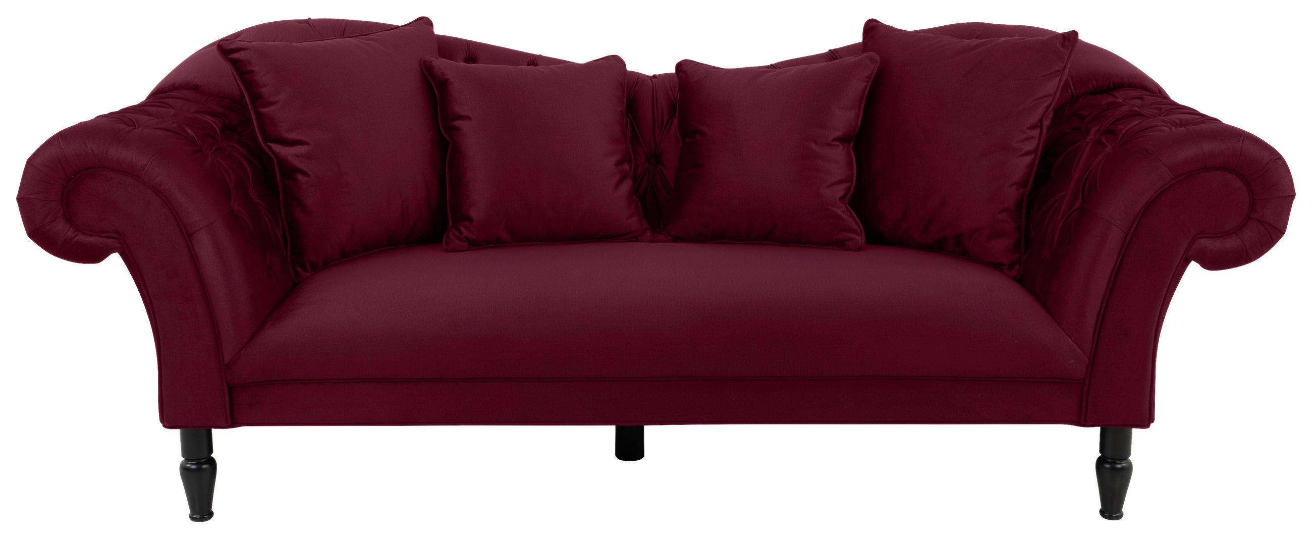 3-SITZER-SOFA in Velours Rot  - Rot/Schwarz, Design, Holz/Textil (242/91/104cm) - MID.YOU