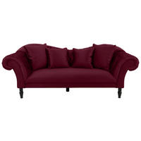 3-SITZER-SOFA in Velours Rot  - Rot/Schwarz, Design, Holz/Textil (242/91/104cm) - MID.YOU