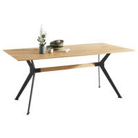 ESSTISCH Eiche Hartholz rechteckig Schwarz, Eichefarben  - Eichefarben/Schwarz, Natur, Holz/Metall (180/90/75cm) - Linea Natura