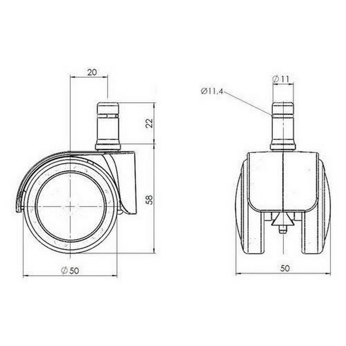 DREHSTUHLROLLE - Chromfarben/Schwarz, Basics, Kunststoff/Metall (5/5,8/5cm) - MID.YOU