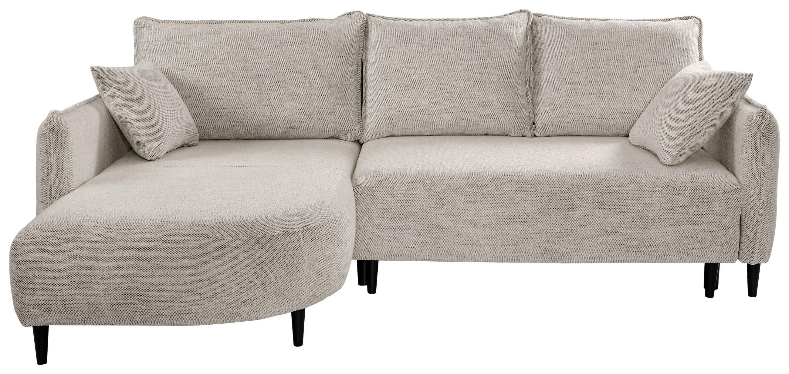 ECKSOFA Creme Struktur  - Creme/Schwarz, Design, Holz/Textil (165/244cm) - MID.YOU