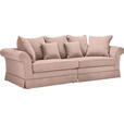 BIGSOFA Flachgewebe Rosa  - Dunkelbraun/Rosa, Trend, Holz/Textil (264/70/111cm) - Carryhome