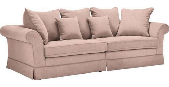 BIGSOFA Flachgewebe Rosa  - Dunkelbraun/Rosa, Trend, Holz/Textil (264/70/111cm) - Carryhome