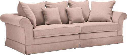 BIGSOFA in Flachgewebe Rosa  - Dunkelbraun/Rosa, Trend, Holz/Textil (264/70/111cm) - MID.YOU