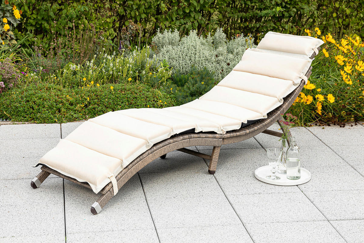 GARTENLIEGE 172/62/54 cm  - Naturfarben/Grau, MODERN, Kunststoff/Metall (172/62/54cm) - Gardenson