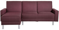 Eckschlafsofa mit Hocker Flachgewebe Dunkelrot  - Chromfarben/Dunkelrot, KONVENTIONELL, Textil/Metall (152/230cm) - Max Winzer
