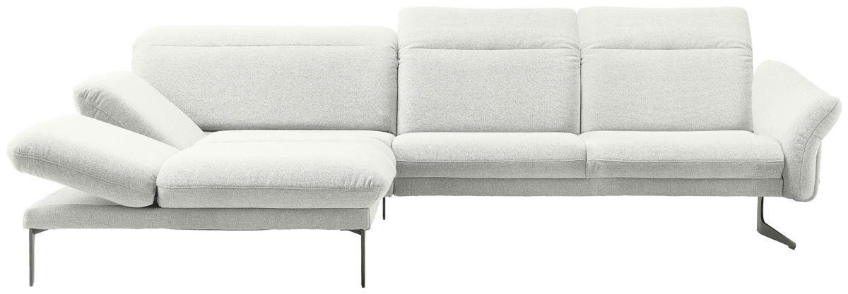 ECKSOFA in Webstoff Creme  - Anthrazit/Creme, Design, Textil/Metall (203/299cm) - Himolla