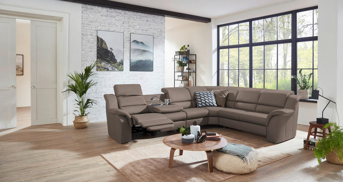 ECKSOFA  in Echtleder Fango  324/260 cm  - Chromfarben/Fango, KONVENTIONELL, Leder/Kunststoff (324/260cm) - Cantus