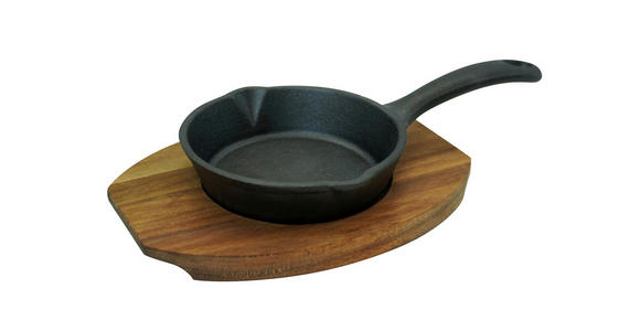 BRATPFANNE  - Schwarz/Naturfarben, Basics, Holz/Metall (22,5/12,8/3cm) - Homeware Profession.
