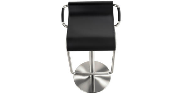 BARHOCKER in Metall, Leder Schwarz, Edelstahlfarben - Edelstahlfarben/Schwarz, Design, Leder/Metall (47/70-97/42cm) - Novel