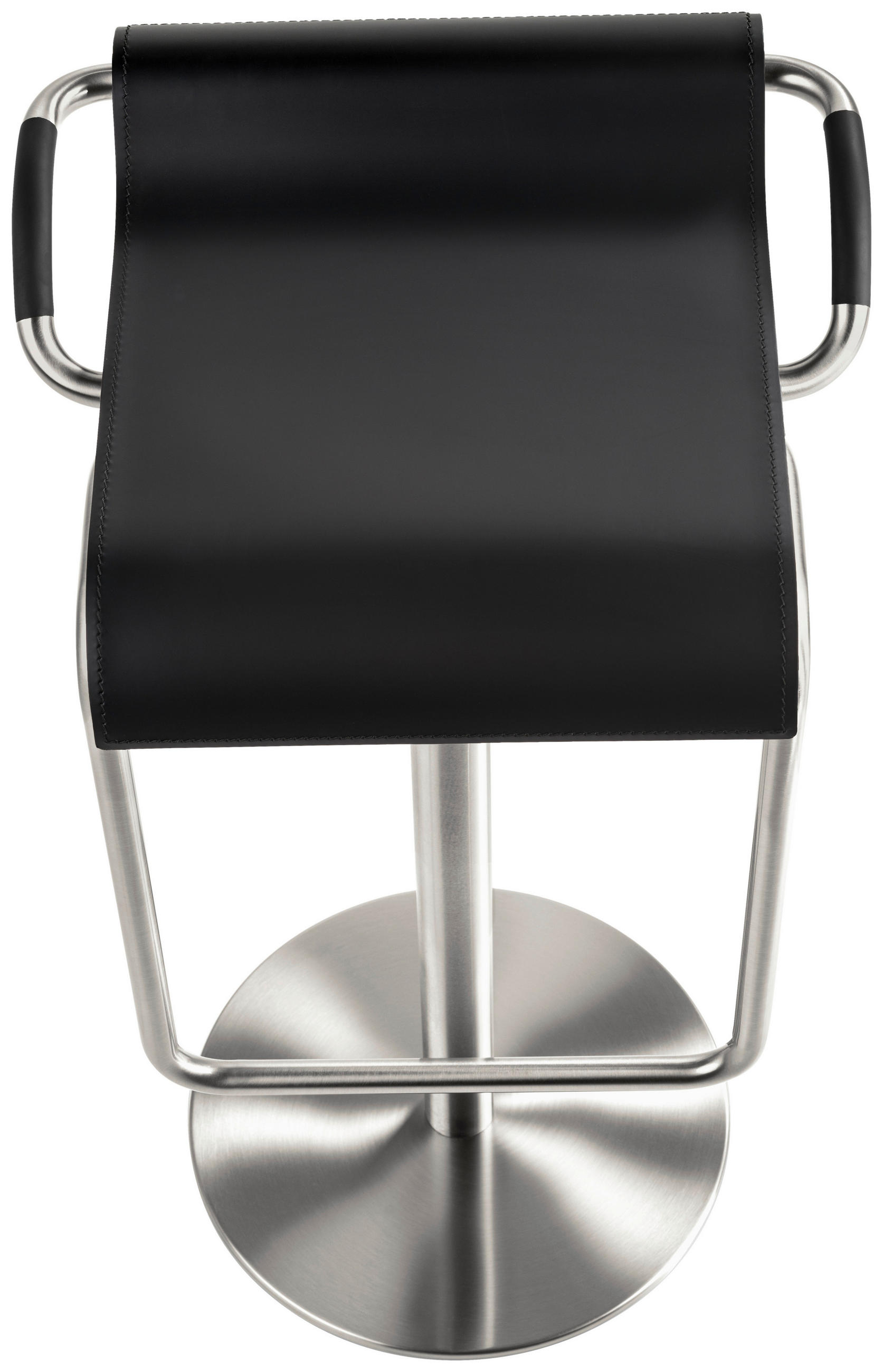 BARHOCKER in Metall, Leder Schwarz, Edelstahlfarben  - Edelstahlfarben/Schwarz, Design, Leder/Metall (47/70-97/42cm) - Novel