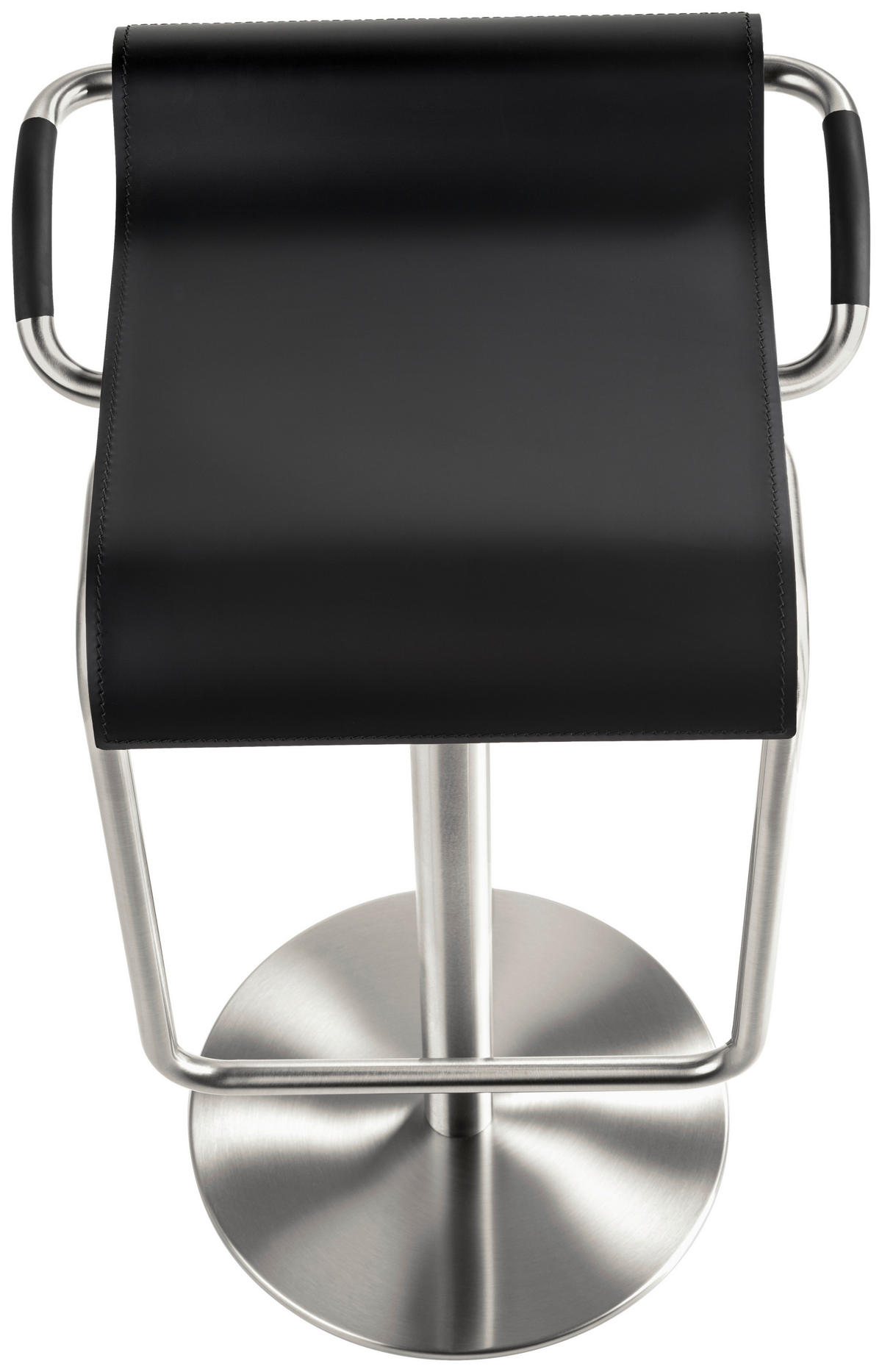 BARHOCKER in Metall, Leder Schwarz, Edelstahlfarben  - Edelstahlfarben/Schwarz, Design, Leder/Metall (47/70-97/42cm) - Novel