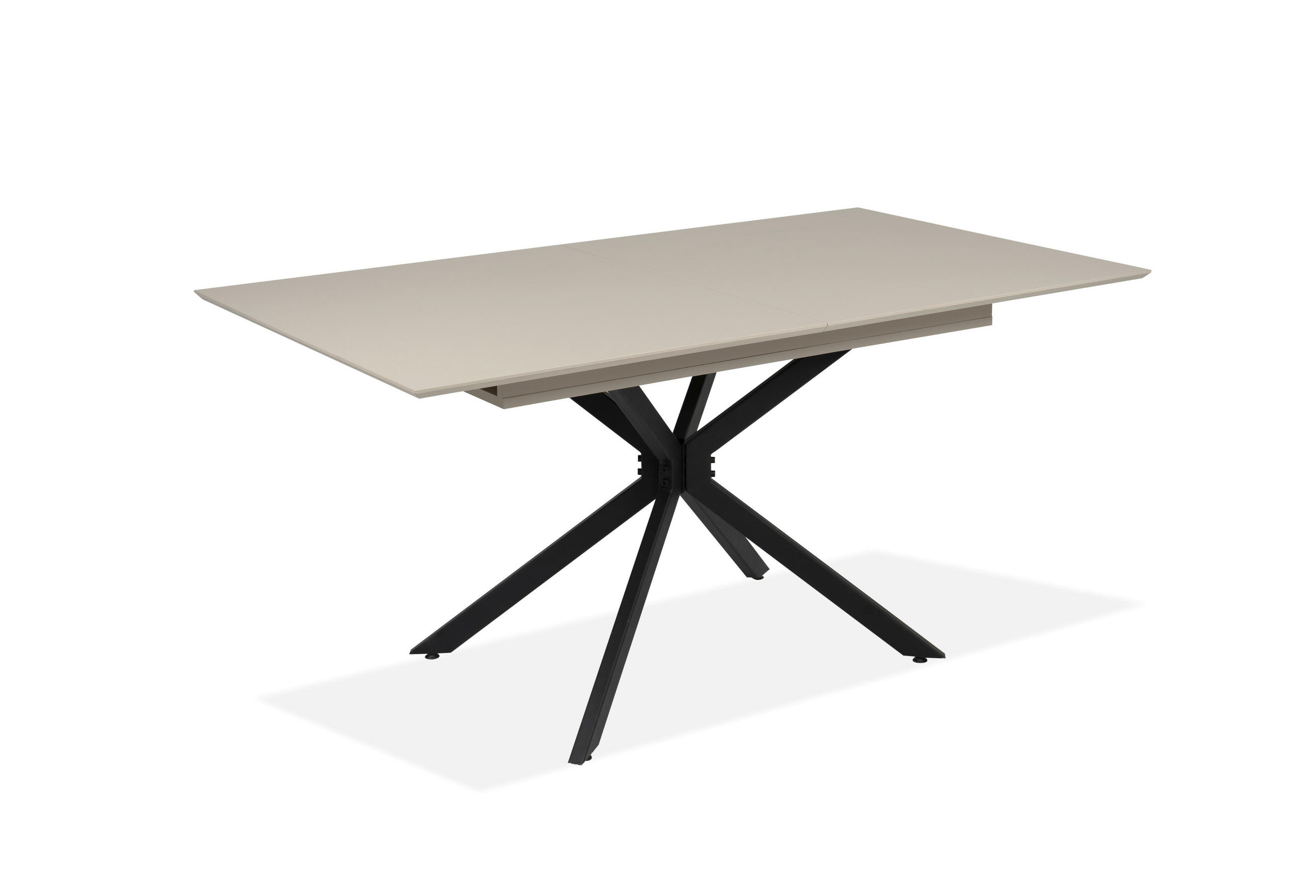 AUSZIEHTISCH 160-200/90/75 cm Nachbildung  Metall, Holzwerkstoff ausziehbar rechteckig Schwarz, Sandfarben  - Sandfarben/Schwarz, Design, Holzwerkstoff/Metall (160-200/90/75cm) - Livetastic