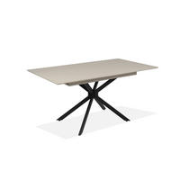 AUSZIEHTISCH 160-200/90/75 cm Nachbildung  Metall, Holzwerkstoff ausziehbar rechteckig Schwarz, Sandfarben  - Sandfarben/Schwarz, Design, Holzwerkstoff/Metall (160-200/90/75cm) - Livetastic