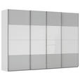 SCHWEBETÜRENSCHRANK  in Weiß, Seidengrau  - Chromfarben/Seidengrau, KONVENTIONELL, Glas/Holzwerkstoff (316/223/68cm) - Novel