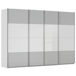 SCHWEBETÜRENSCHRANK  in Weiß, Seidengrau  - Chromfarben/Seidengrau, KONVENTIONELL, Glas/Holzwerkstoff (316/223/68cm) - Novel