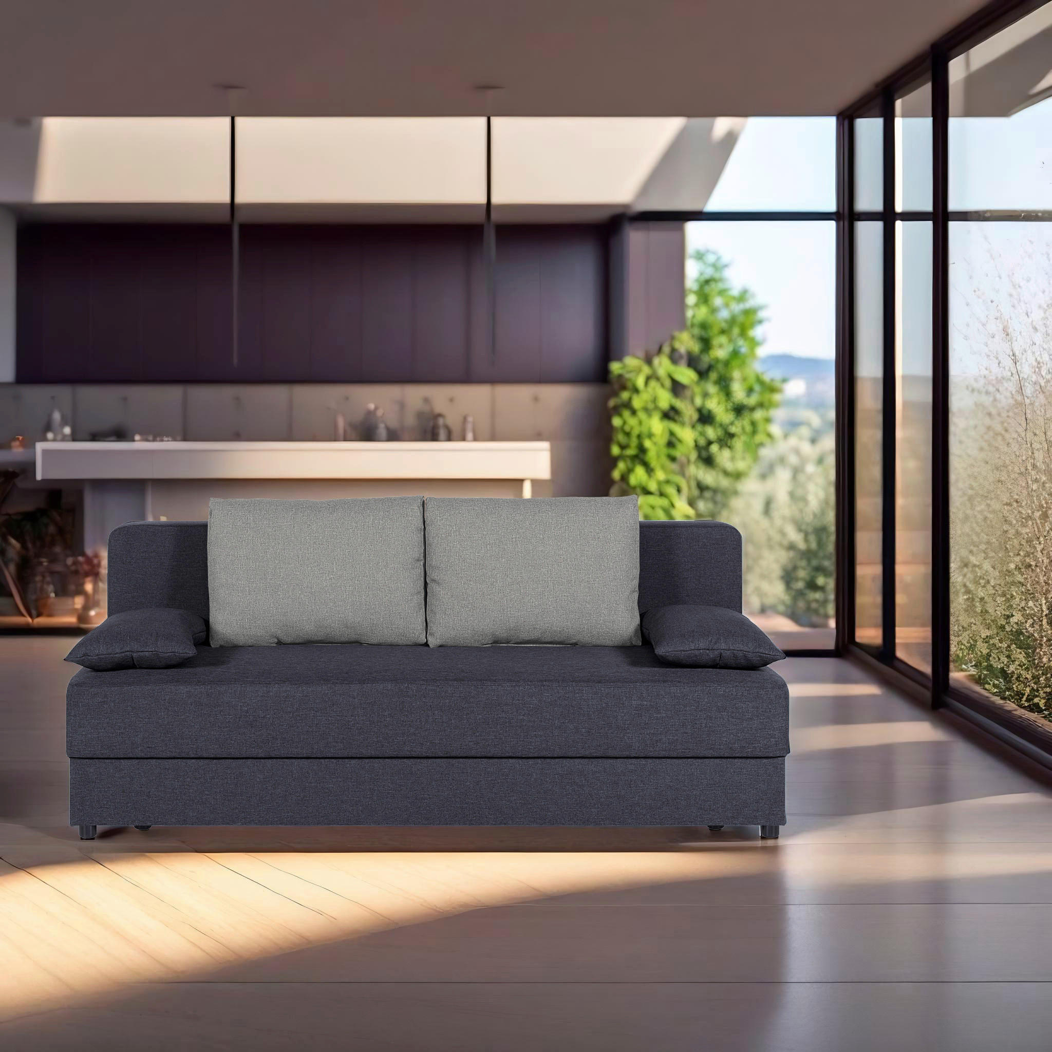 SCHLAFSOFA  in Dunkelgrau  - Dunkelgrau, Design, Holzwerkstoff/Textil (193/82/80cm) - P & B