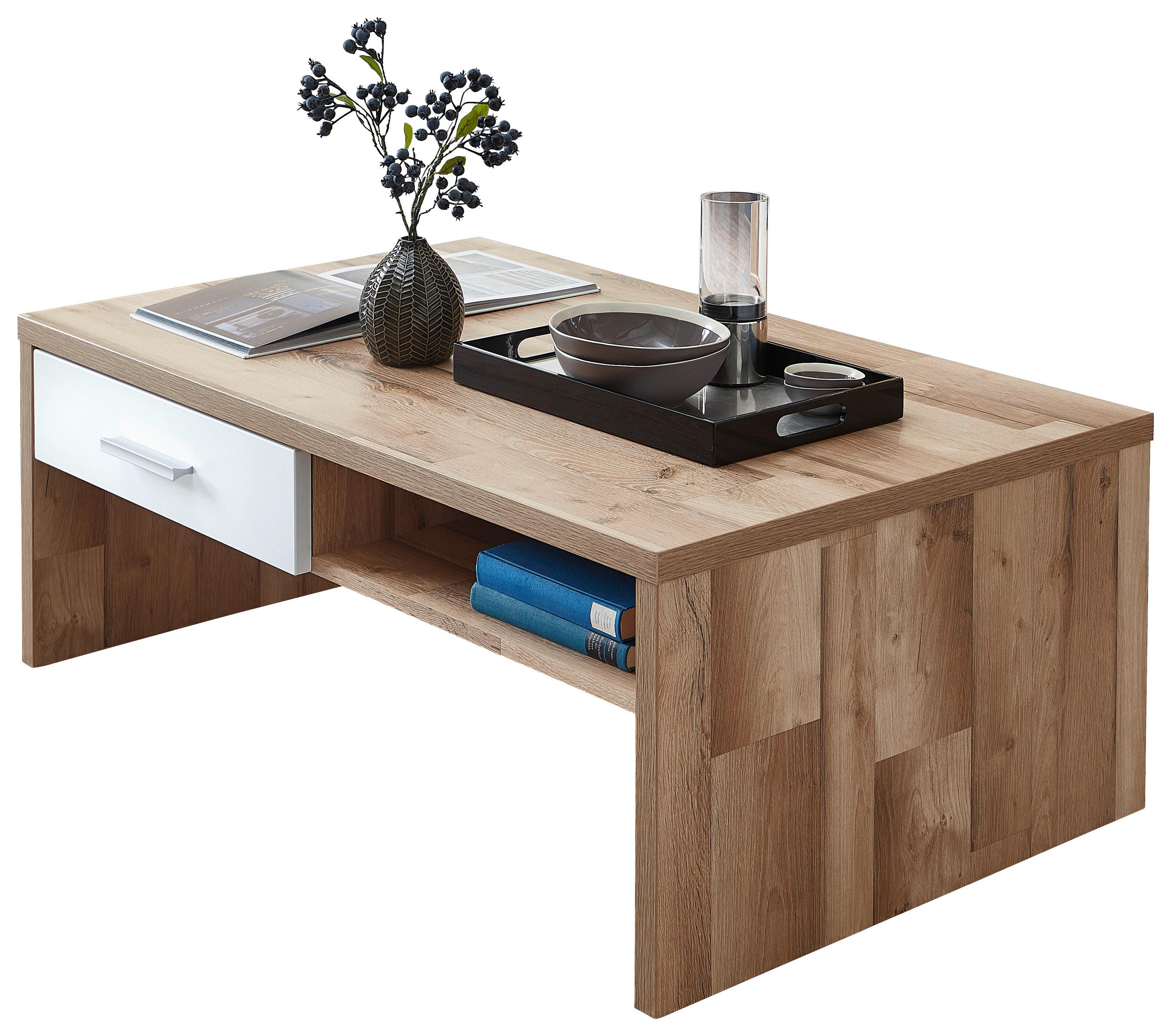 COUCHTISCH rechteckig Eichefarben  - Chromfarben/Eichefarben, Design, Holzwerkstoff/Kunststoff (110/40/65cm) - Livetastic